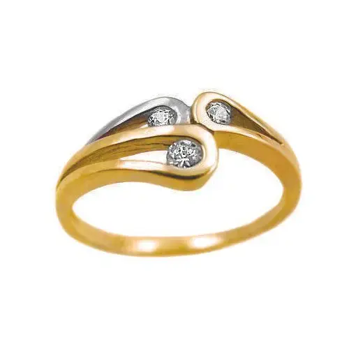 Śliczny pierścionek trzy cyrkonie złoto 585