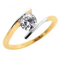 Zaręczynowy pierścionek cyrkonia jak brylant złoto 585