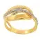 Szeroki ażurowy pierścionek z cyrkoniami złoto 585