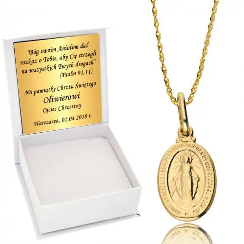 Złoty Łańcuszek 333 Cudowny Medalik Komunia Chrzest