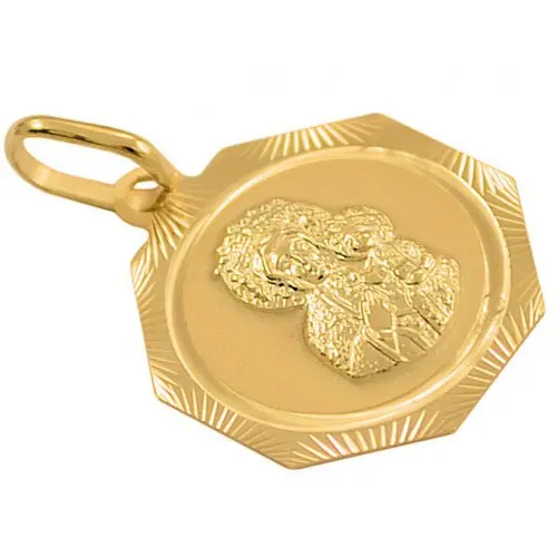 Złoty okrągły medalik Matka Boska złoto 333