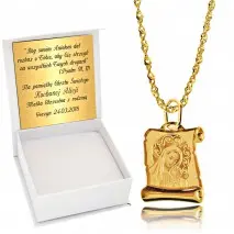 Złoty Łańcuszek 585 Medalik Złoto Chrzest Komunia Grawer