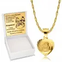 Łańcuszek Złoty Medalik Chrzest Komunia Grawer
