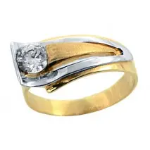 Złoty szeroki pierścionek z cyrkonią złoto 585
