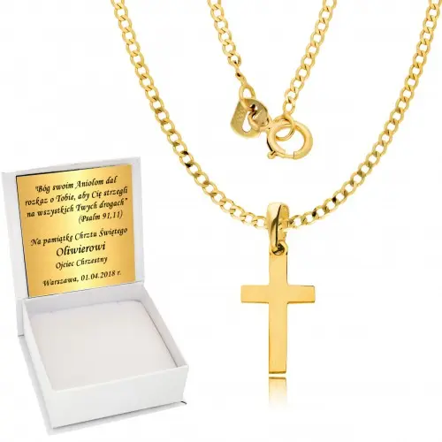 Złoty Łańcuszek 333 Krzyżyk Złoto Chrzest Komunia