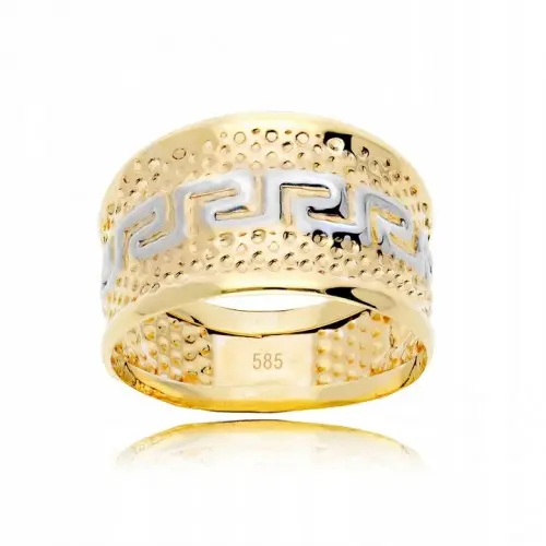 Złoty pierścionek sygnetowy z cyrkoniami złoto 585