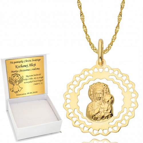 Złoty Łańcuszek 585 Medalik Złoto Komunia Chrzest