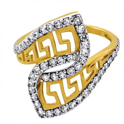 Niespotykany złoty duży pierścionek z greckim wzorem złoto 585