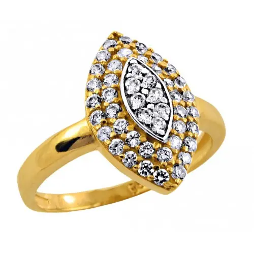Złoty pierścionek łezka cała z cyrkoniami złoto 585