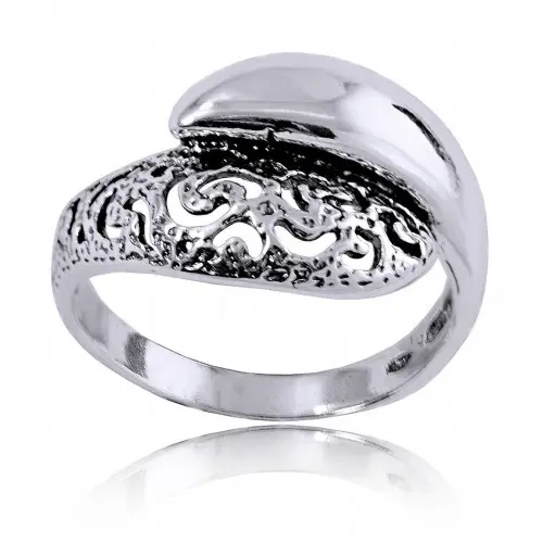 Srebrny szeroki sygnetowy ażurowy pierścionek srebro 925