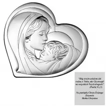 Srebrny obrazek Matka Boska Serce na ślub rocznicę Grawer
