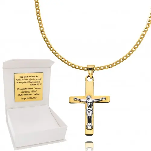 Złoty Łańcuszek Męski 333 Krzyżyk Złoto Chrzest Komunia